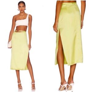 Bardot Atlanta Low Rise Lime Midi Skirt Sz XS